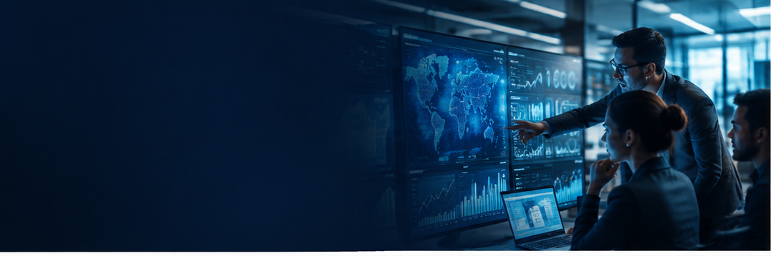 Team reviewing real-time analytics dashboards